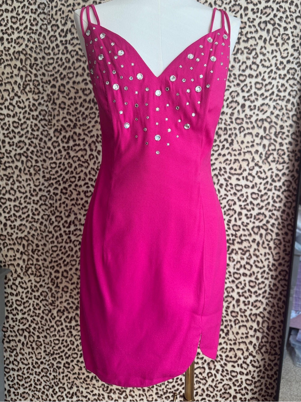 Women's Vintage Hot Pink Embellished Slip Dress